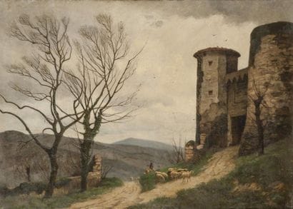 Eugène DEVE (1826-1887) 

Paysage aux moutons...