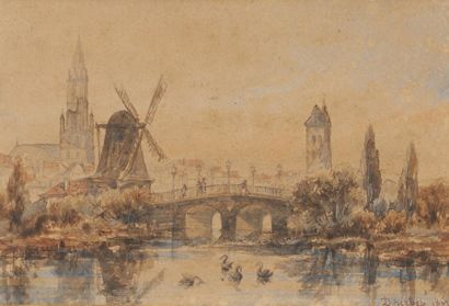 Ecole FRANCAISE, 1863

Vue d’un village au...