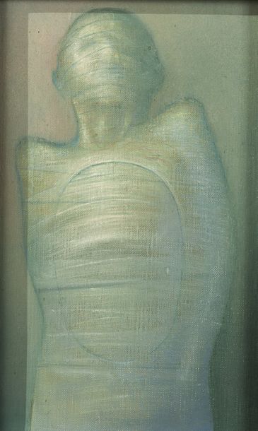 Ecole moderne, momie, toile. 22 x 14 cm