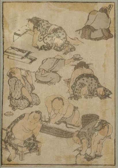 Estampe Japonaise, scène de vie.