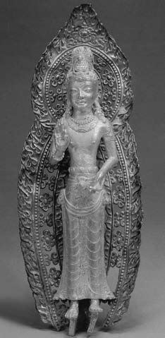 RARE STATUE ACUOYE GUANYIN EN BRONZE DORÉ,...