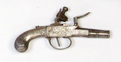 PISTOLET À COFFRE, À SILEX TOUT MÉTAL Canon...
