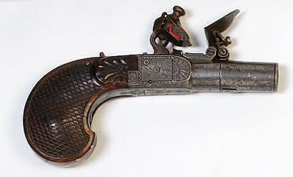 PISTOLET À COFFRE À SILEX Canon rond à balle...