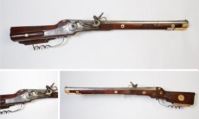 ARQUEBUSE DE CHASSE À ROUET. Fort canon à...