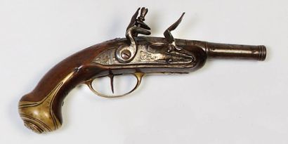 PISTOLET À SILEX D'OFFICIER Canon rond à...