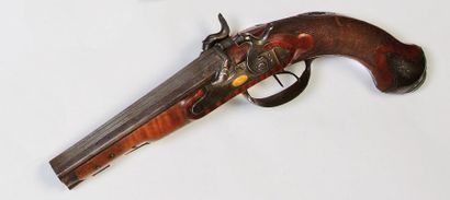 PISTOLET CARABINE DOUBLE À SILEX TRANSFORMÉ...