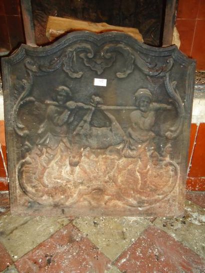 Plaque de cheminée à décor de chasseur