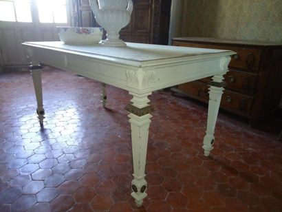 Table de milieu en bois laqué crème, Style...