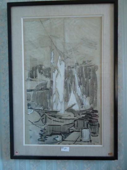 PERROT
Voilier, Fusain et craie sur papier...