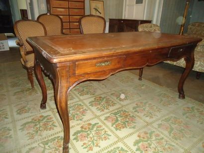 Bureau plat en bois naturel ouvrant à deux...