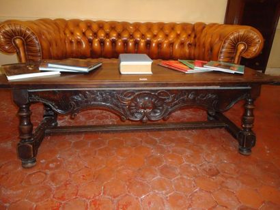 Table basse rectangulaire en bois moulur...