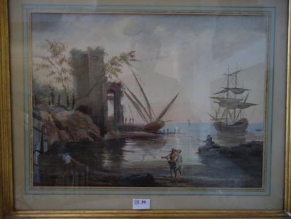 Ecole Française
La rencontre, Aquarelle sur...