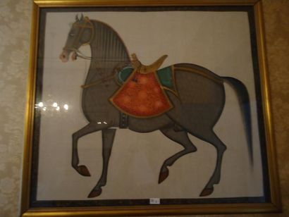Cheval, peinture sur soie 94,5 x 83,5 cm