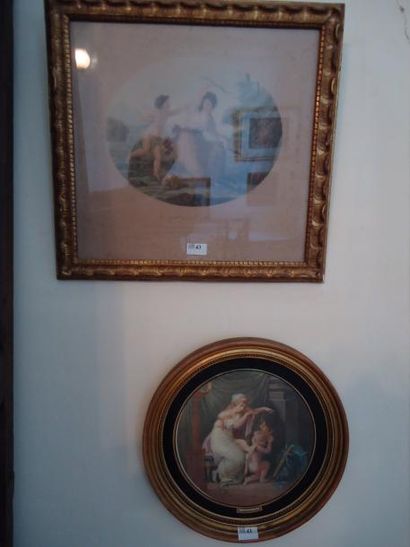 Scènes mythologiques, gravure sur métal et...