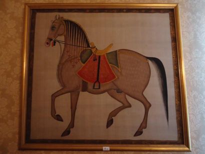 Cheval, peinture sur soie, 94,5 x 83,5 c...