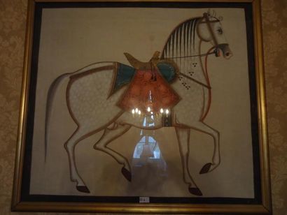 Cheval, peinture sur soie 94 x 93,5 cm
