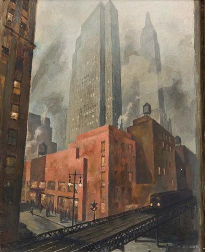 DELAVIER Maurice (XXe)
Vue de New York, Manhattan...