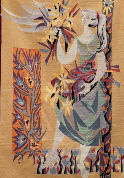 Tapisserie d'Aubusson «La Jardinière» d'après...