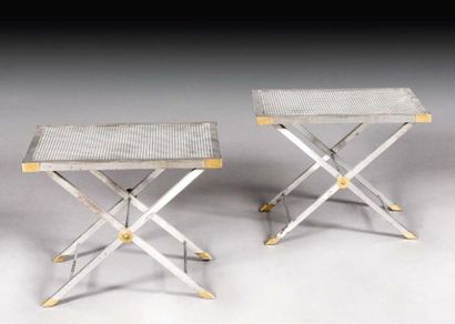 JANSEN, vers 1960
Paire de tabourets ployant...