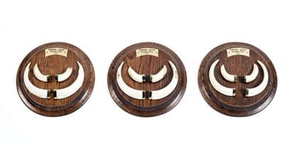 Set of 3 pairs of sandstone and tusks of...