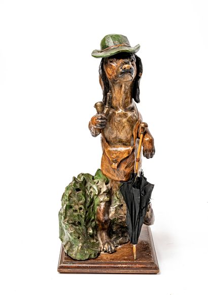 Dachshund in field dress

Polychrome terracotta

H...