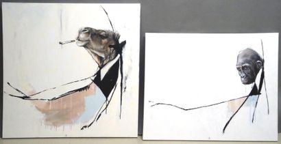 Esemble de deux toiles COEUR chameau-2010...