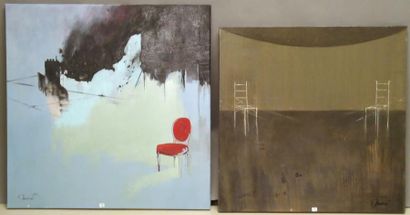 Ensemble de deux toiles GUILLAUME MONTIER...