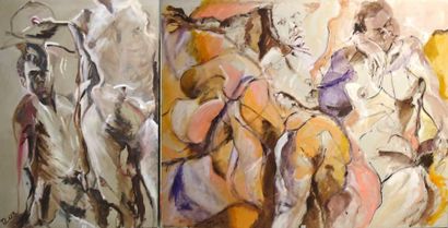 Ensemble de deux toiles TESSA ZERBIB BERTRAND-2003...