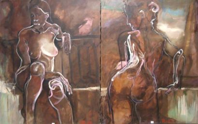 Ensemble de deux toiles TESSA ZERBIB SOIR...