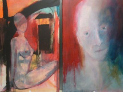 Ensemble de deux toiles NADINE BOSCARDIN...