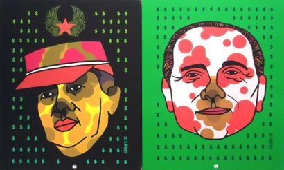 Ensemble de deux toiles ARNAUD PAGES BERLUSCONI...