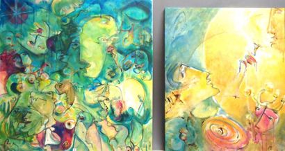Ensemble de deux toiles DOMINIQUE DUVAL cythèse-2009...