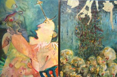 Ensemble de deux toiles DOMINIQUE DUVAL triste...