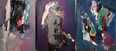 Ensemble de trois toiles BRUNO LEMOINE paysage-2010-1...