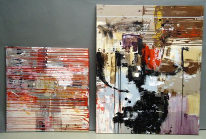 Ensemble de deux toiles MATTHIAS MERGOT gold-2010...