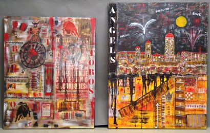 Ensemble de deux toiles CANDON FREDERICK...
