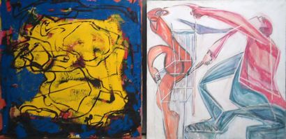 Ensemble de deux toiles MARIUS BURHAN corida...