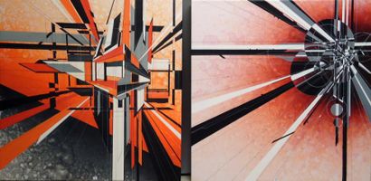 Ensemble de deux toiles THOMAS CANTO round...
