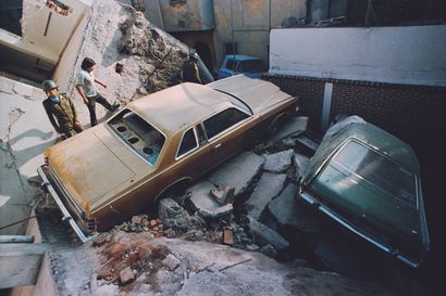 AFP

Rubble of a collapsed parking lot in...