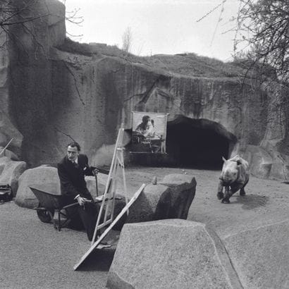 AFP

Salvador Dali painting a rhinoceros

with...