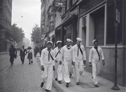 AFP

Sailors in a street of Marseille in...