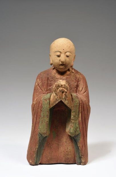
Statuette en bois polychrome, représentant...