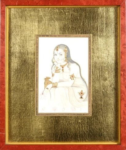 
Trois miniatures peintes, représentant des...