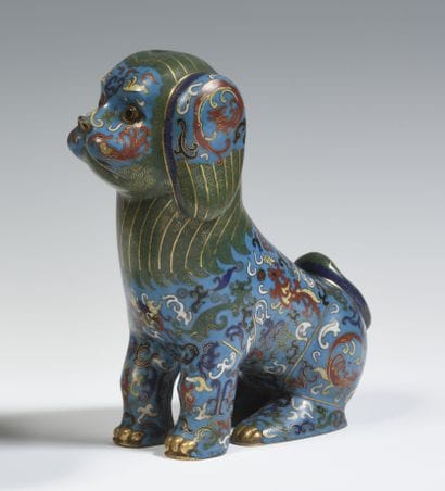 
Statuette en émaux cloisonnés sur cuivre...