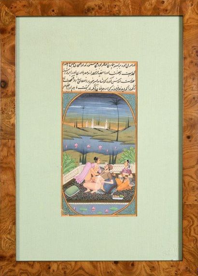 
Lot de cinq miniatures peintes, à décor...