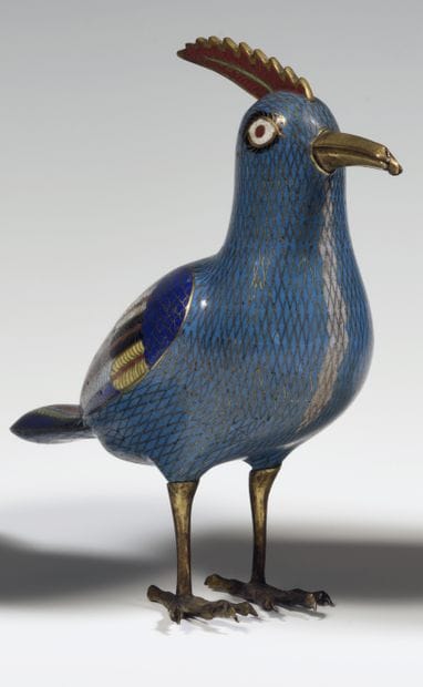 
Statuette en émaux cloisonnés polychromes...