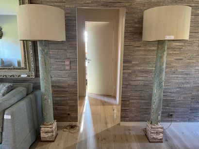 Pair of wooden columns with an antique patina...