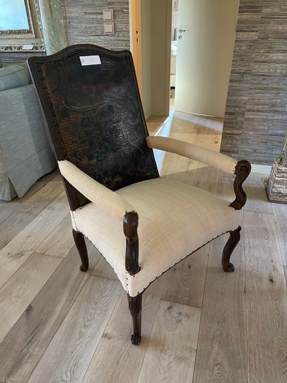 High-backed armchair with moulded and carved...