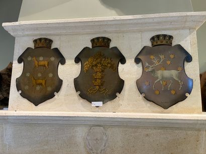 Set of five cardboard coats of arms with...