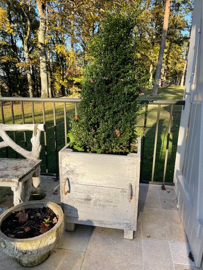 Ten square wooden bins, painted white

70...